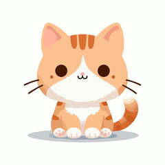 Cartoon style kitty vector design with sweet facial expression fluffy fur and sitting pose for pet lovers animal art and kids illustration