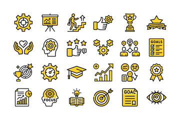Goal Setting & Achievement Icon Pack – Motivation, Success, Growth & Focus

