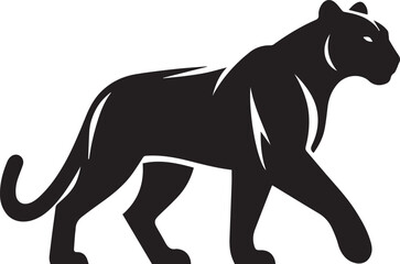 Black Panther Silhouette Vector Walking in Side Profile

