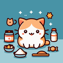 Cute cat vector drawing with fluffy fur and adorable face perfect for animal design pet illustration domestic cat concept and kid friendly cartoon art