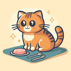 Hand drawn cat vector with playful expression sitting pose and cartoon aesthetic ideal for pet care products children's illustration and animal themed branding