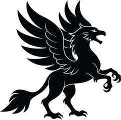 Silhouette of a Mythical Griffin Symbol in Striking Black Design

