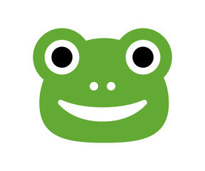 Simple green frog face, head icon