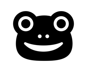 Simple black frog face, head icon