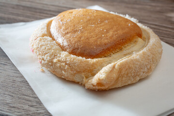 A view of a pan dulce called ojo de pancha.