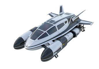 Futuristic Spaceship Design: White and Gray Sci-Fi Vessel