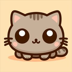 Cute cartoon kitten vector illustration with fluffy fur big eyes and sweet pose perfect for children’s books pet themed products and adorable animal character design for microstock platforms