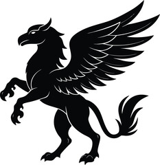 Silhouette of a Mythical Griffin Symbol in Striking Black Design

