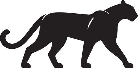 Black Panther Silhouette Vector Walking in Side Profile

