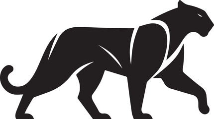 Black Panther Silhouette Vector Walking in Side Profile

