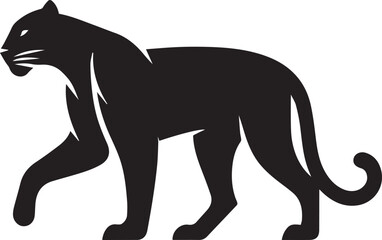 Black Panther Silhouette Vector Walking in Side Profile

