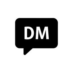 Speech bubble with DM text representing direct messages