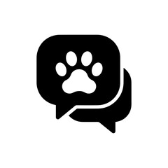 Speech bubble with dog paw representing pets or animal lovers