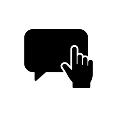 Speech bubble with raised hand icon representing questions or attention