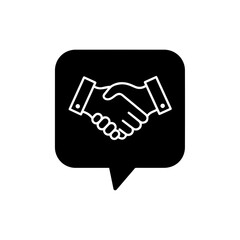 Speech bubble with handshake icon symbolizing deals and agreements