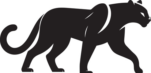Obraz premium Black Panther Silhouette Vector Walking in Side Profile