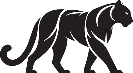 Black Panther Silhouette Vector Walking in Side Profile

