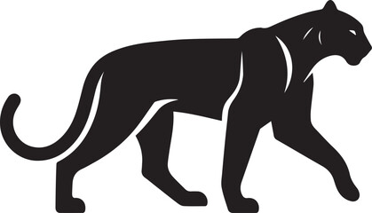 Black Panther Silhouette Vector Walking in Side Profile

