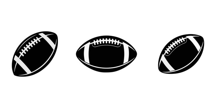 American football player vector of silhouette illustration, Black American football silhouette design icon logo vector set illustration isolated on white background.                                   