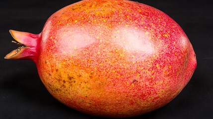 Ripe pomegranate, red skin, dark background