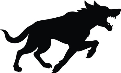 Running Aggressive Dog Silhouette