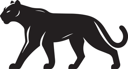 Black Panther Silhouette Vector Walking in Side Profile

