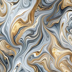 Abstract marble design with flowing swirls of gray, white, and gold