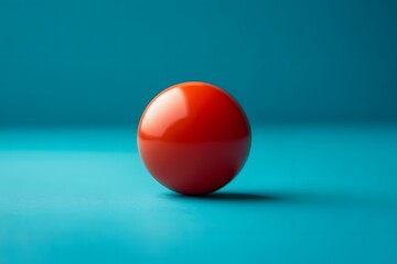 Vibrant Red Sphere on Teal Background Minimalist 3D Render