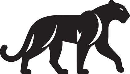 Black Panther Silhouette Vector Walking in Side Profile

