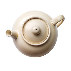 Ceramic teapot on empty void isolated on transparent background