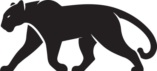 Black Panther Silhouette Vector Walking in Side Profile

