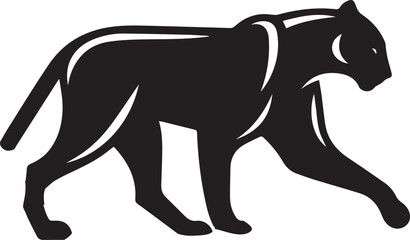 Black Panther Silhouette Vector Walking in Side Profile

