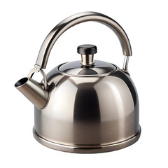 Shiny metal tea kettle object isolated on transparent background