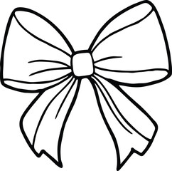 Elegant Outline Drawing of a Bow with Ribbon Details

