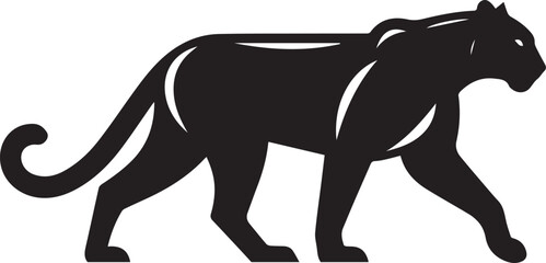 Black Panther Silhouette Vector Walking in Side Profile

