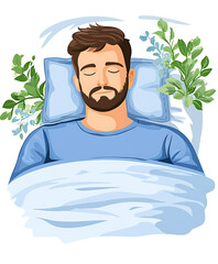 Sick man in bed .