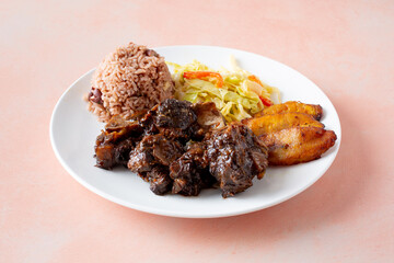 A view of an entree of Jamaican oxtails.