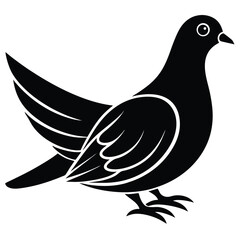 Black dove silhouette vector illustration symbolizes peace