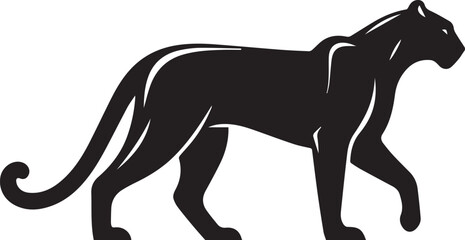 Black Panther Silhouette Vector Walking in Side Profile

