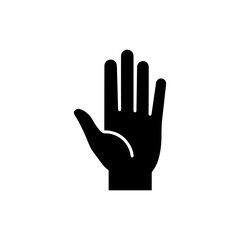 Hand raised with all fingers outstretched symbolizing a warning or alert