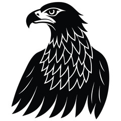 Obraz premium Wild eagle head vector illustration, a black and white cartoon bird drawing