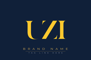 UZI abstract letter logo design. This logo is designed by three abstract letters.