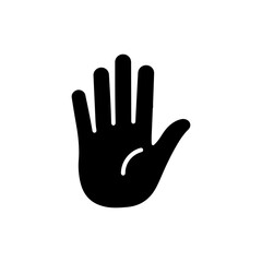 Hand with a palm facing out representing a stop signal