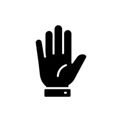 Hand with a palm facing outward, fingers slightly curled symbolizing caution