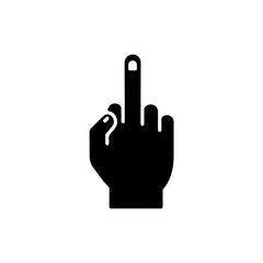 Hand gesture with middle finger extended and other fingers curled symbolizing an offensive gesture