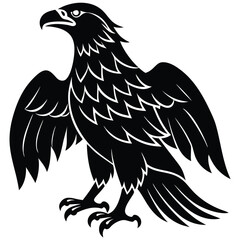 Majestic black eagle vector illustration depicts a wild bird in flight