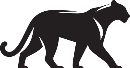 Black Panther Silhouette Vector Walking in Side Profile

