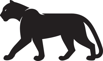 Black Panther Silhouette Vector Walking in Side Profile

