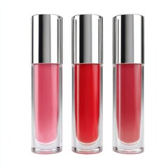 Obraz premium Three lip gloss containers isolated on white background
