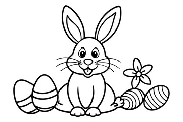 Fototapeta premium easter bunny with eggs